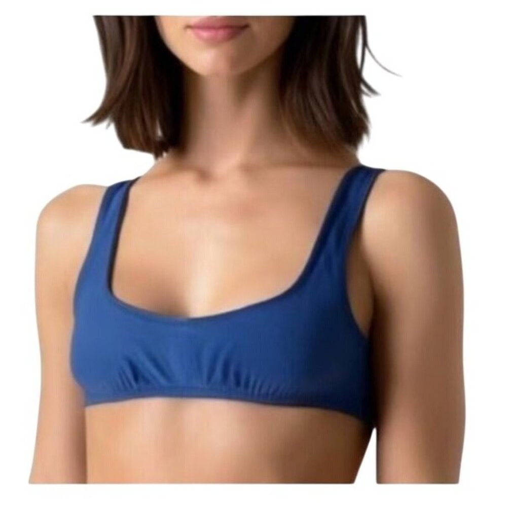 J.Crew Womens Heritage Scoopneck 90s-Inspired Bikini Top S Blue NWT